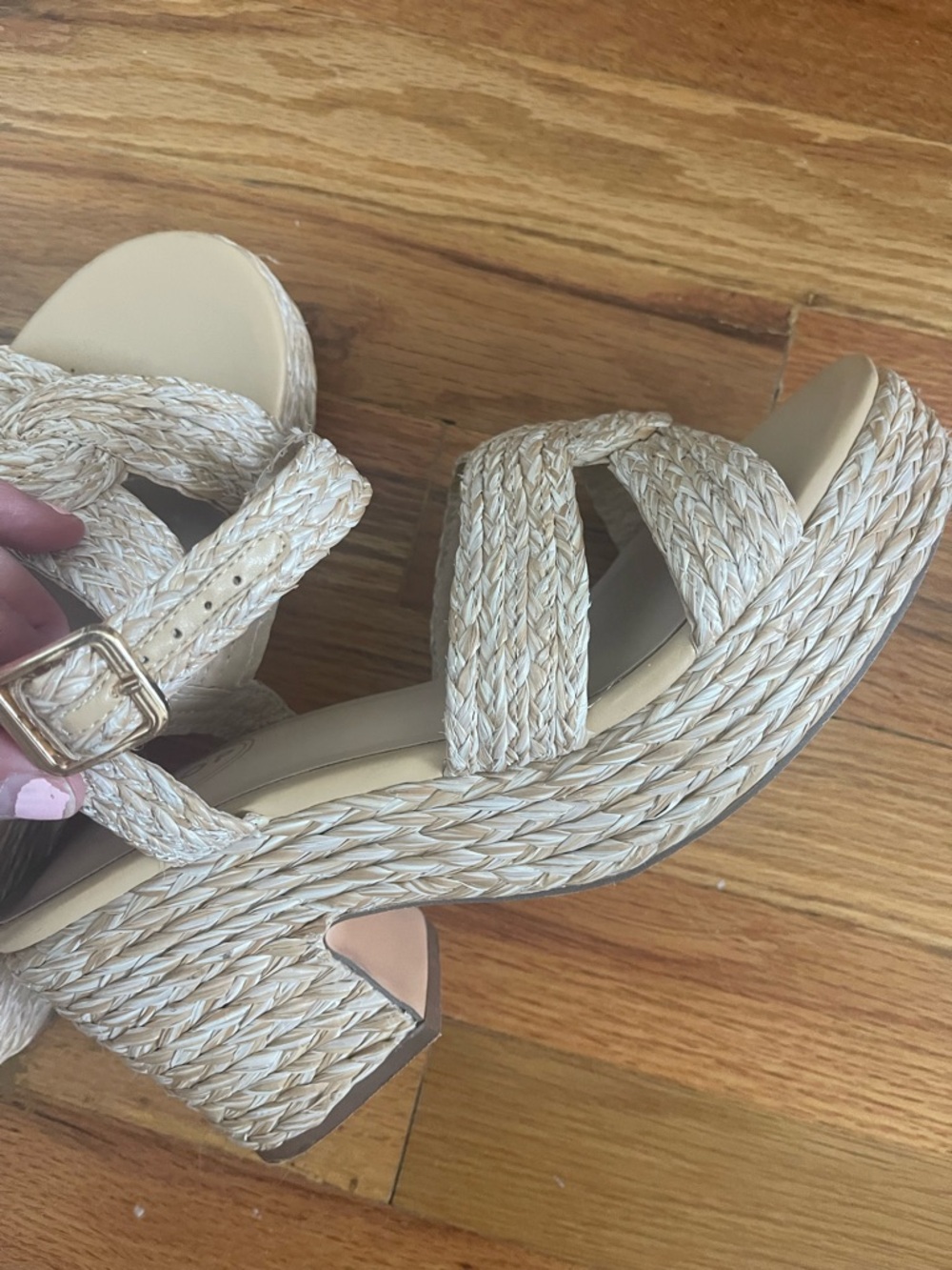 Braided Espadrille Platform Sandals in Natural